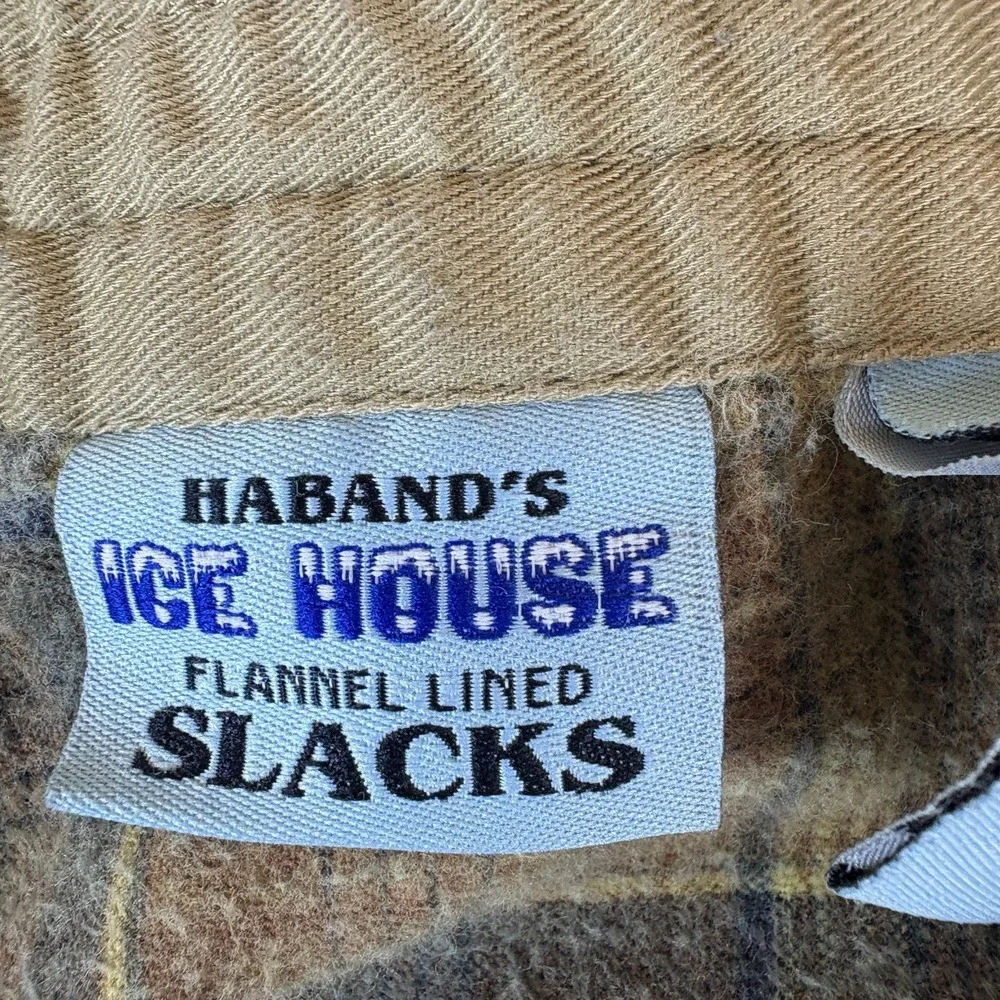 Haband's Ice House Tan Flannel Lined Slacks Pants Men 48x29 Tan Cotton High Rise